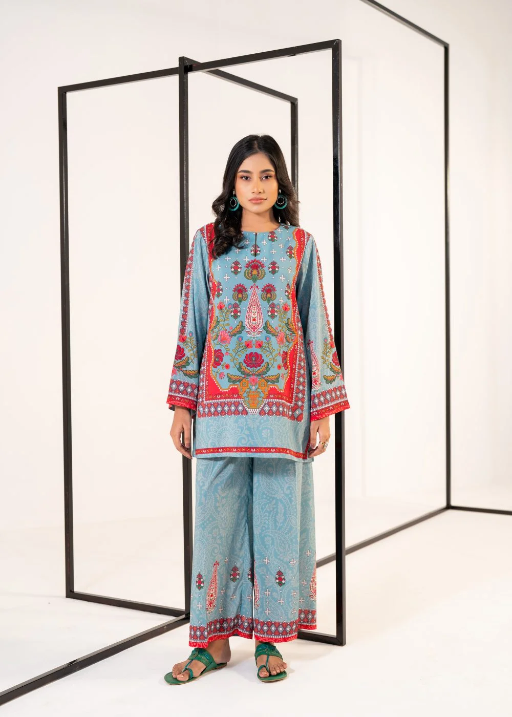 2-Piece Dress / Ladies Outfit | Black, White, Blue & Pink